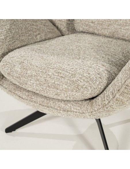 lænestol loungestol boucle moderne nordisk design skandinavisk retro stof drej drejefod drejefunktion skammel fodskammel
