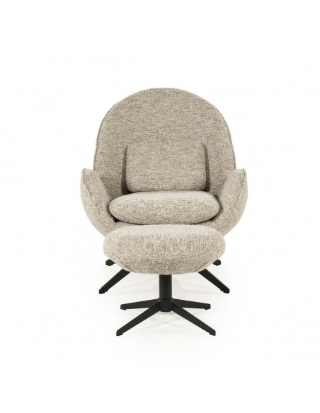 lænestol loungestol boucle moderne nordisk design skandinavisk retro stof drej drejefod drejefunktion skammel fodskammel