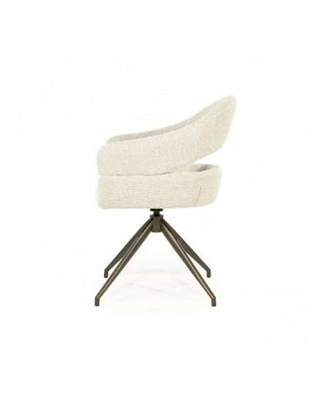 spisebordsstol med armlæn og drejefod drej drejefunktion moderne design stof beige