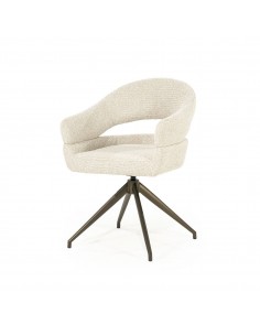 spisebordsstol med armlæn og drejefod drej drejefunktion moderne design stof beige