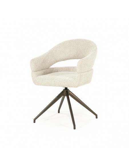 spisebordsstol med armlæn og drejefod drej drejefunktion moderne design stof beige