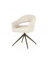 HAILEY Spisebordsstol med armlæn og drejefod i stål og bouclé polyester H81 cm - Mat bronze/Beige