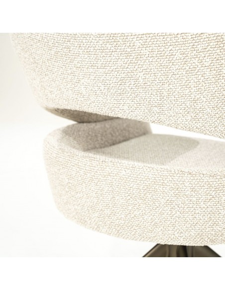 spisebordsstol med armlæn og drejefod drej drejefunktion moderne design stof beige