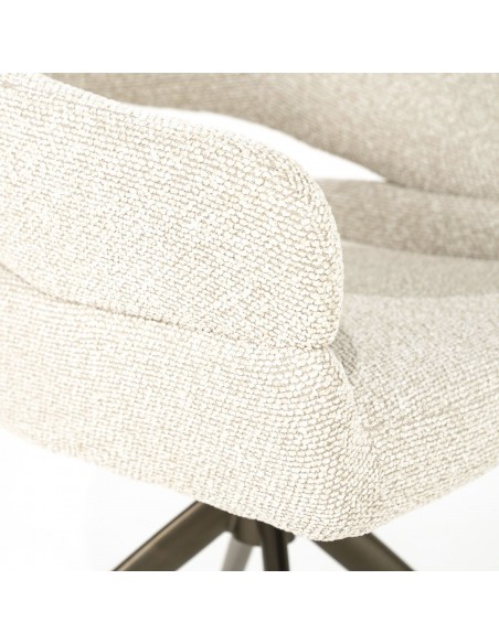 spisebordsstol med armlæn og drejefod drej drejefunktion moderne design stof beige