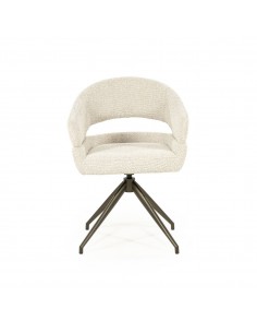 spisebordsstol med armlæn og drejefod drej drejefunktion moderne design stof beige 2
