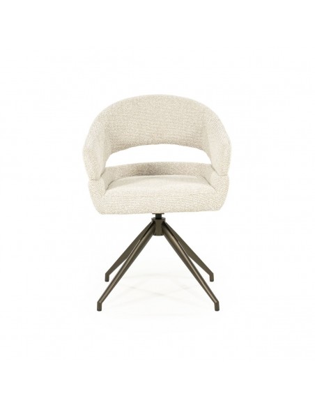 spisebordsstol med armlæn og drejefod drej drejefunktion moderne design stof beige