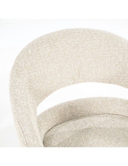 spisebordsstol med armlæn og drejefod drej drejefunktion moderne design stof beige