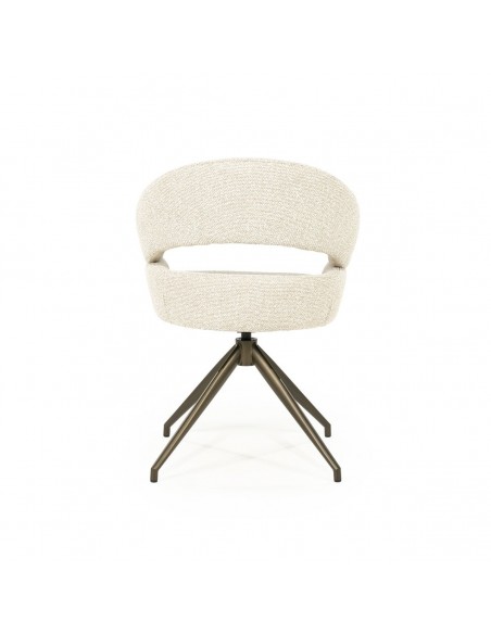 spisebordsstol med armlæn og drejefod drej drejefunktion moderne design stof beige