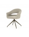HAILEY Spisebordsstol med armlæn og drejefod i stål og bouclé polyester H81 cm - Mat bronze/Taupe