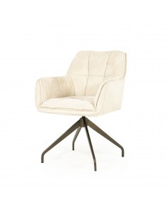spisebordsstol med armlæn og drejefod drej drejefunktion moderne design stof beige