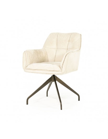 spisebordsstol med armlæn og drejefod drej drejefunktion moderne design stof beige