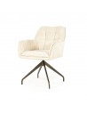 HUGO Spisebordsstol med armlæn og drejefod i stål og bouclé polyester H87 cm - Mat bronze/Beige