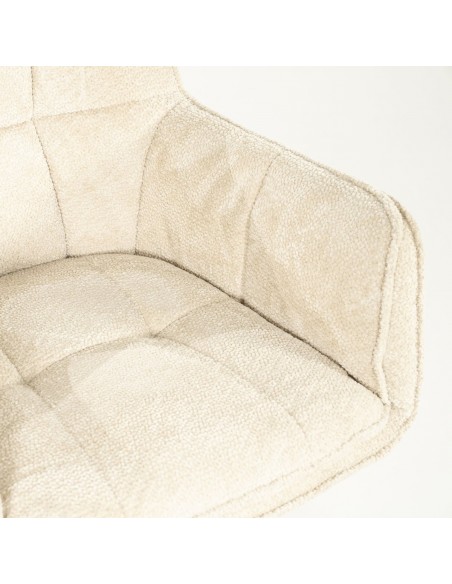 spisebordsstol med armlæn og drejefod drej drejefunktion moderne design stof beige
