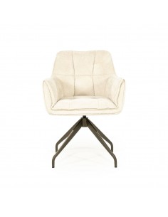 spisebordsstol med armlæn og drejefod drej drejefunktion moderne design stof beige 2