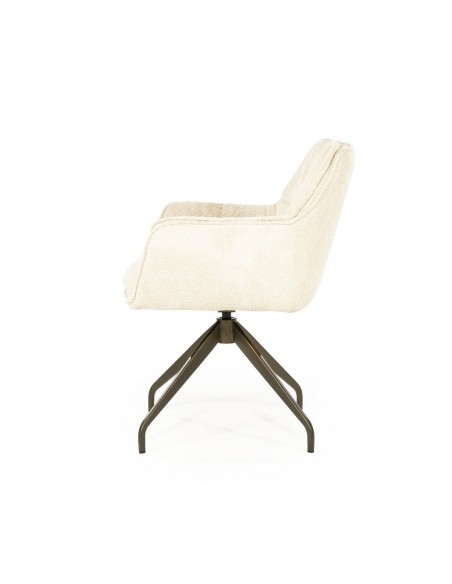 spisebordsstol med armlæn og drejefod drej drejefunktion moderne design stof beige