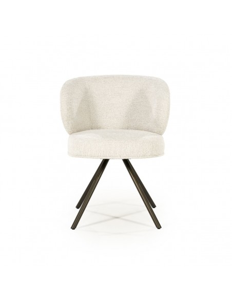 spisebordsstol med armlæn og drejefod drej drejefunktion moderne design stof beige