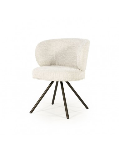 spisebordsstol med armlæn og drejefod drej drejefunktion moderne design stof beige