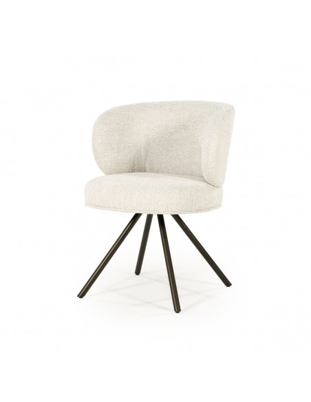 spisebordsstol med armlæn og drejefod drej drejefunktion moderne design stof beige