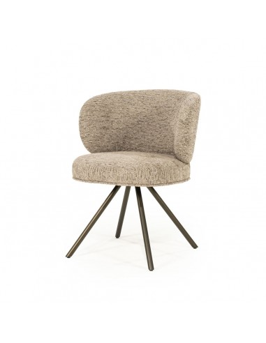 JAYSON Spisebordsstol med armlæn og drejefod i stål og bouclé polyester H80 cm - Mat bronze/Taupe