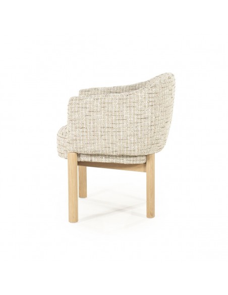 spisebordsstol med armlæn eg egetræ træ moderne design stof boucle