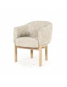 spisebordsstol med armlæn eg egetræ træ moderne design stof boucle