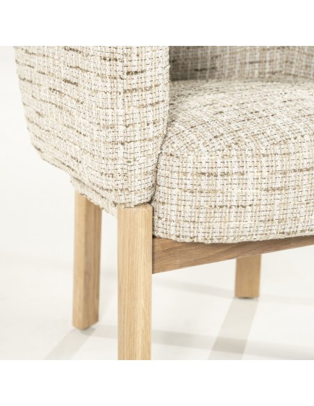 spisebordsstol med armlæn eg egetræ træ moderne design stof boucle