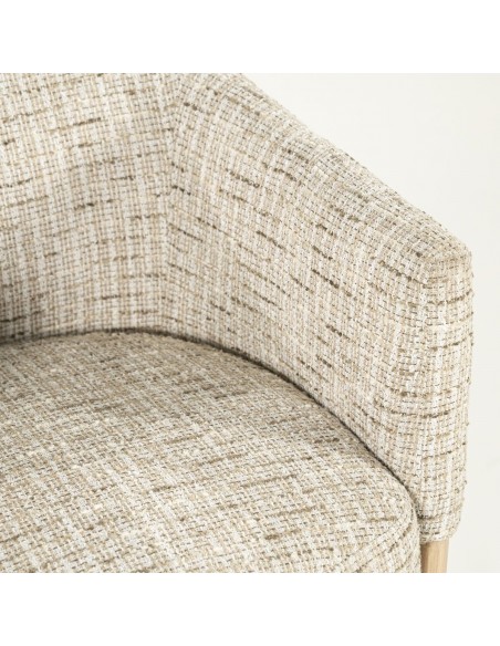 spisebordsstol med armlæn eg egetræ træ moderne design stof boucle