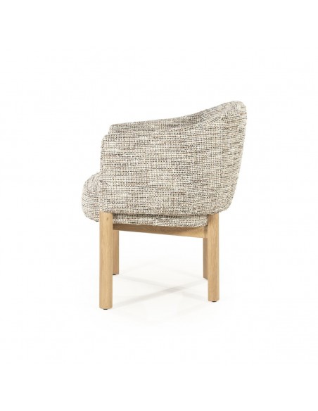 spisebordsstol med armlæn eg egetræ træ moderne design stof boucle