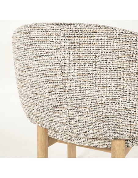spisebordsstol med armlæn eg egetræ træ moderne design stof boucle