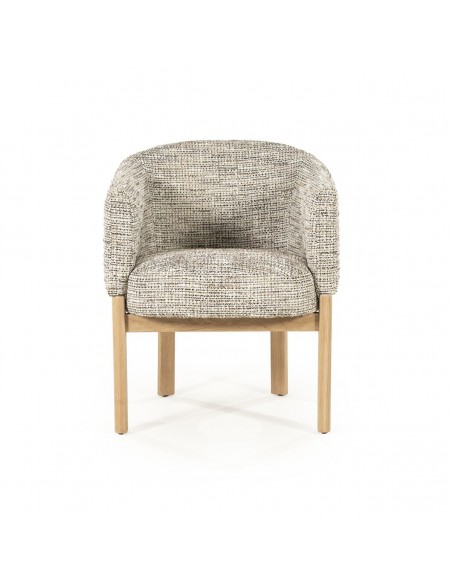 spisebordsstol med armlæn eg egetræ træ moderne design stof boucle