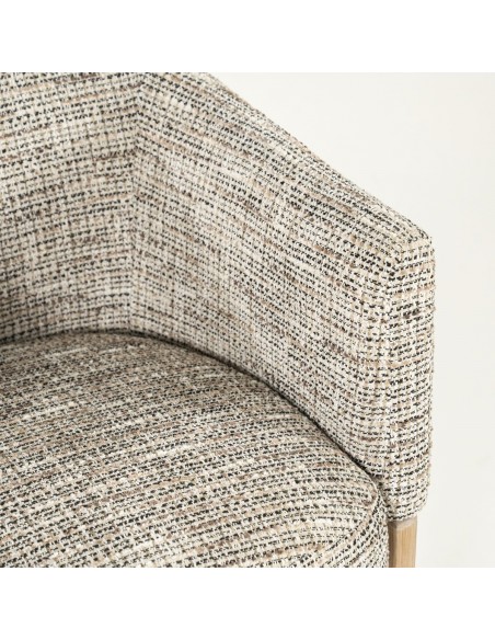 spisebordsstol med armlæn eg egetræ træ moderne design stof boucle