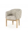MICHA Spisebordsstol i egetræ og bouclé polyester H79 cm - Eg/Meleret taupe