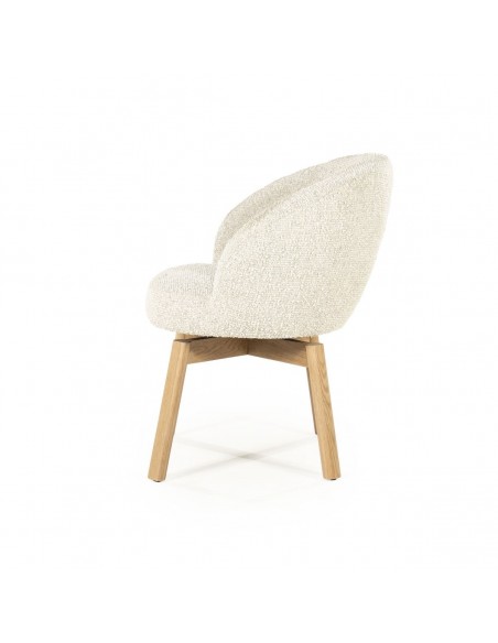 spisebordsstol med armlæn eg egetræ træ moderne design stof boucle drejefod drej