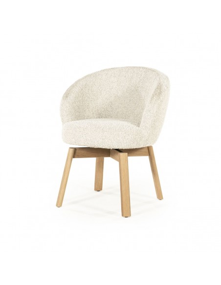 spisebordsstol med armlæn eg egetræ træ moderne design stof boucle drejefod drej