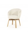 LIVIA Spisebordsstol med drejefod i egetræ og bouclé polyester H80 cm - Eg/Beige