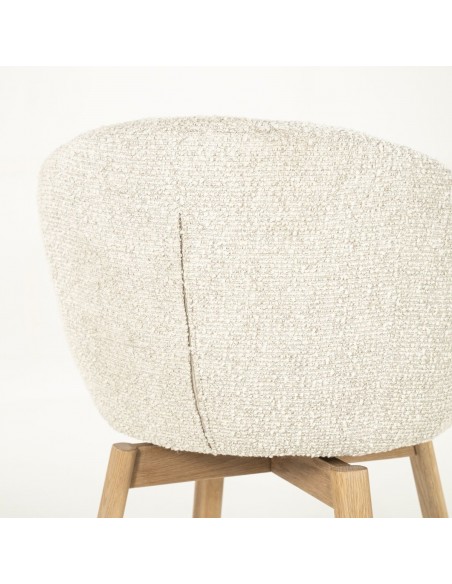 spisebordsstol med armlæn eg egetræ træ moderne design stof boucle drejefod drej