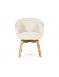 spisebordsstol med armlæn eg egetræ træ moderne design stof boucle drejefod drej 2