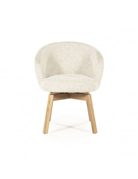 spisebordsstol med armlæn eg egetræ træ moderne design stof boucle drejefod drej