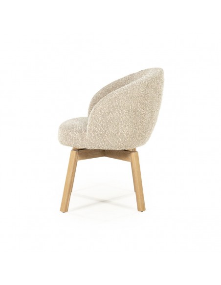 spisebordsstol med armlæn eg egetræ træ moderne design stof boucle drejefod drej