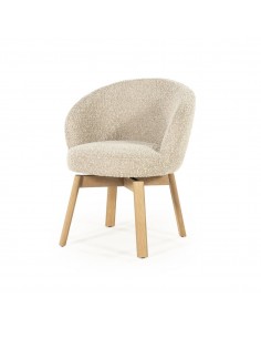 spisebordsstol med armlæn eg egetræ træ moderne design stof boucle drejefod drej