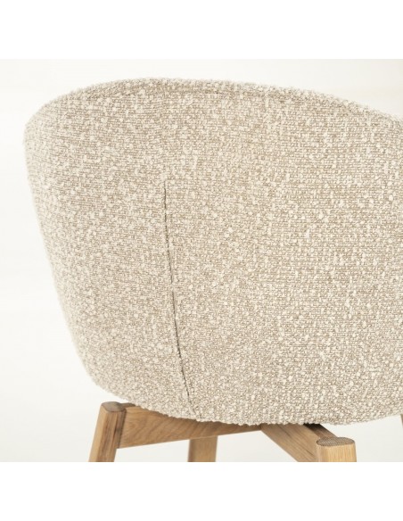 spisebordsstol med armlæn eg egetræ træ moderne design stof boucle drejefod drej