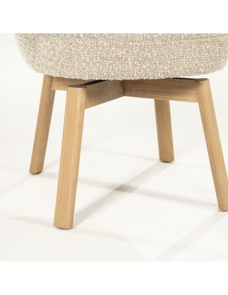 spisebordsstol med armlæn eg egetræ træ moderne design stof boucle drejefod drej