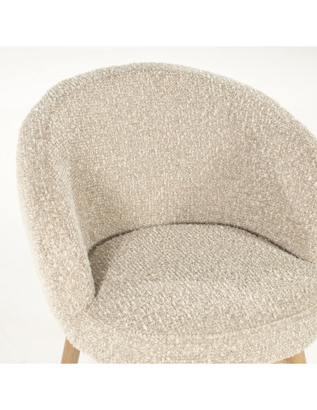 spisebordsstol med armlæn eg egetræ træ moderne design stof boucle drejefod drej