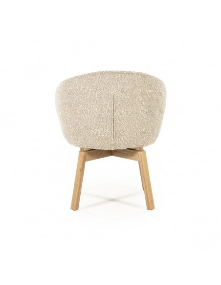 spisebordsstol med armlæn eg egetræ træ moderne design stof boucle drejefod drej