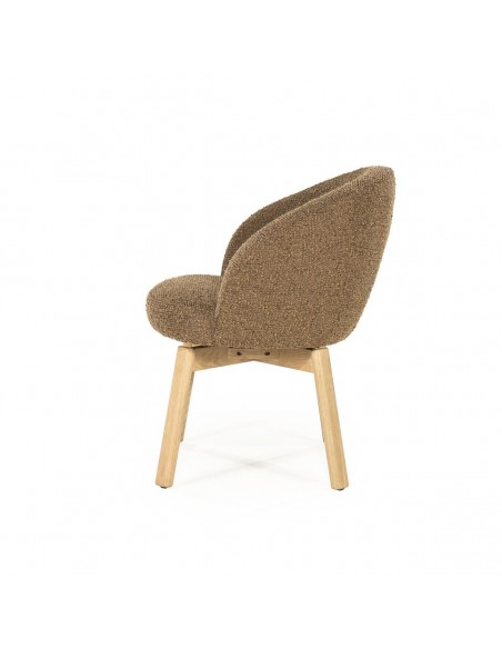 spisebordsstol med armlæn eg egetræ træ moderne design stof boucle drejefod drej
