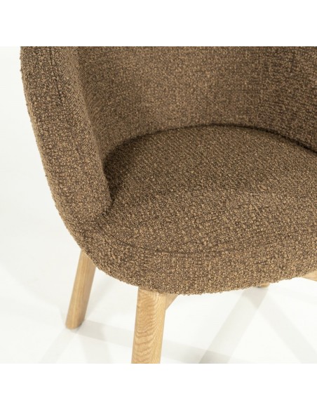 spisebordsstol med armlæn eg egetræ træ moderne design stof boucle drejefod drej