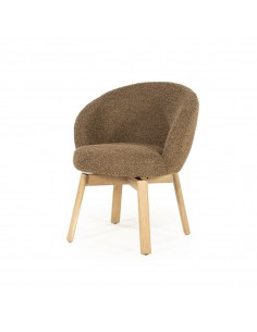 spisebordsstol med armlæn eg egetræ træ moderne design stof boucle drejefod drej