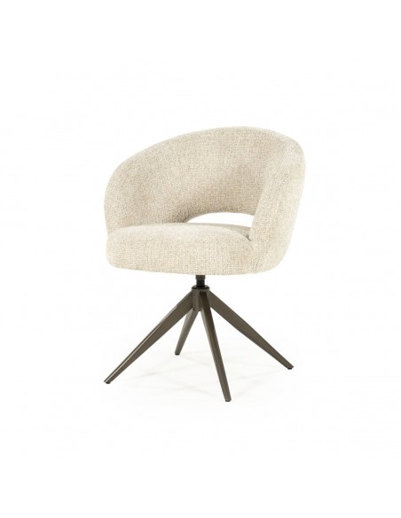 spisebordsstol med armlæn og drejefod drej drejefunktion moderne design stof boucle