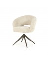 ALISSA Spisebordsstol med armlæn og drejefod i stål og bouclé polyester H80 cm - Mat bronze/Beige