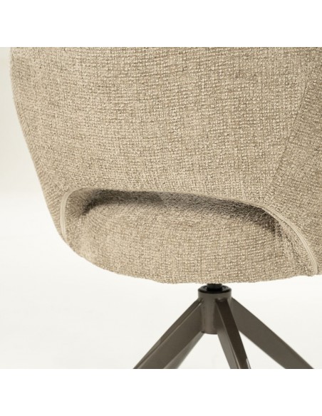 spisebordsstol med armlæn og drejefod drej drejefunktion moderne design stof boucle